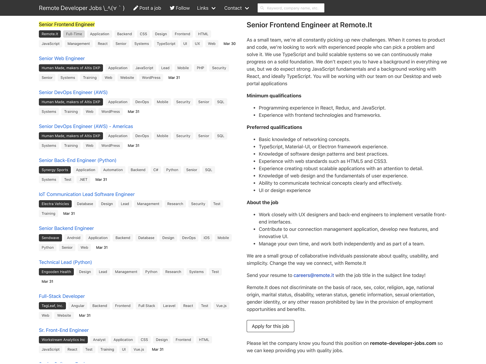 Remote Developer Jobs - Job Board Review – Startup Jobs