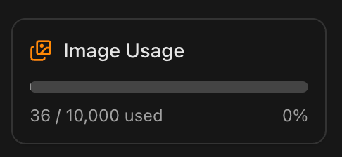 A digital quota meter interface displaying the current usage and limits of image generation.