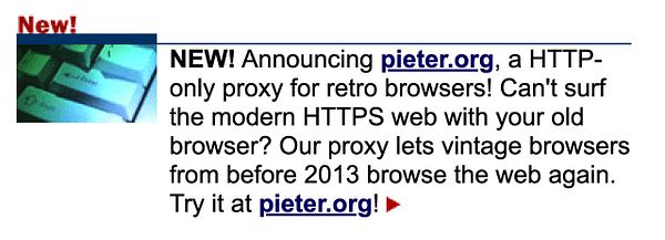Screenshot of a search homepage on pieter.net displaying a search box, search results and navigation links.