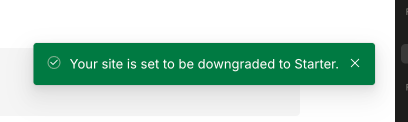 Screenshot of a subscription cancellation confirmation page for Webflow's Starter Plan.