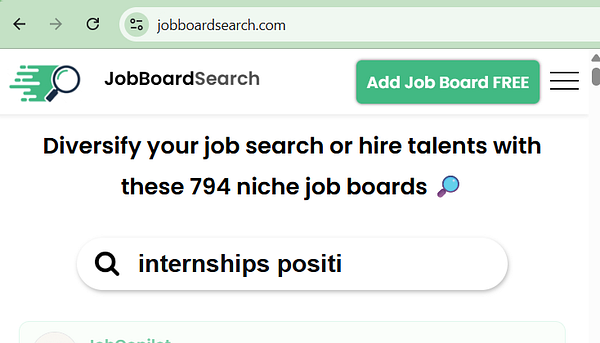 Screenshot of a job board web interface displaying filters and a list of job postings in Danish.