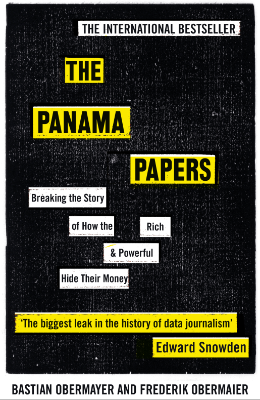 The image features the cover of the book 'The Panama Papers'.