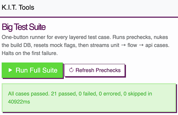 Screenshot of a web interface displaying code and test results related to Opus 4.7's automated test suite generation and execution.
