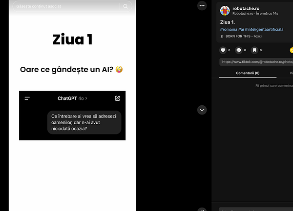 The image features a TikTok post introducing a new series about AI thoughts.