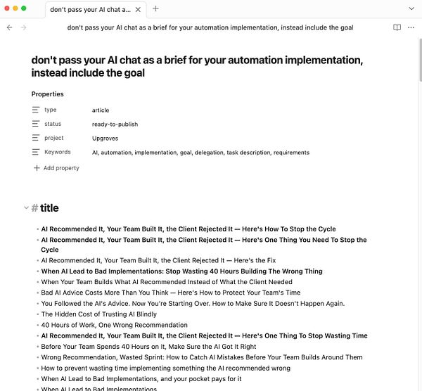 Diagram illustrating an AI recommendation error scenario causing wasted time in task execution, with a red cross on part of the workflow and green arrows showing the correct steps.