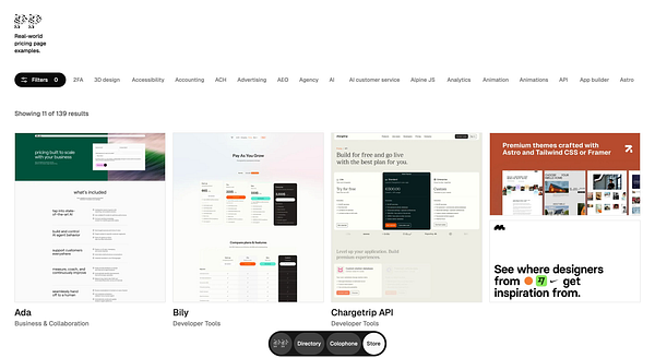 The image displays a webpage showcasing various real-world pricing page examples.