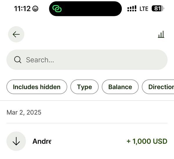 The image displays a financial transaction interface showing a recent entry.