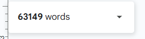 The image displays a word count of 63,149 words in a writing interface.