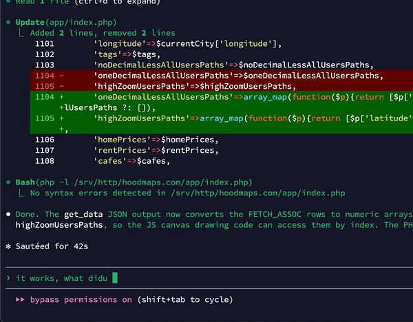 Screenshot of PHP code implementing array_map to transform an array of objects with address and description fields.