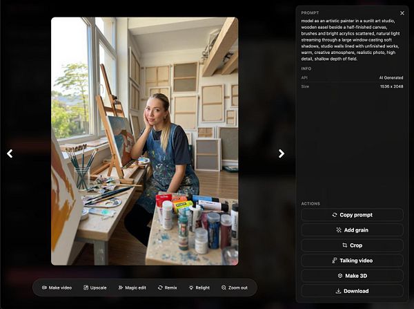 Screenshot of a photo gallery web interface showing a row of image thumbnails with an image preview on hover, cluttered with multiple overlapping buttons.