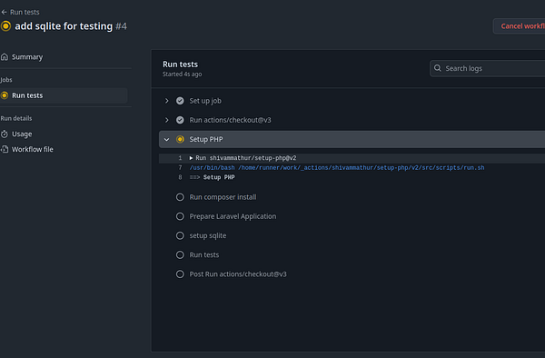 The image displays a user interface for running tests in a software development environment.