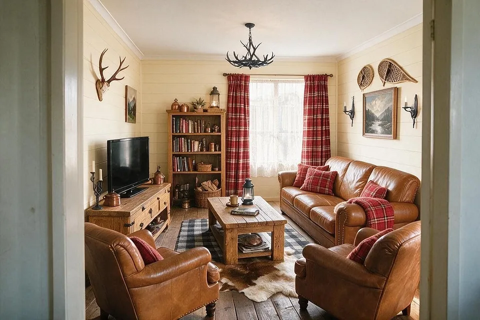 A Rustic living room in the Hearth palette