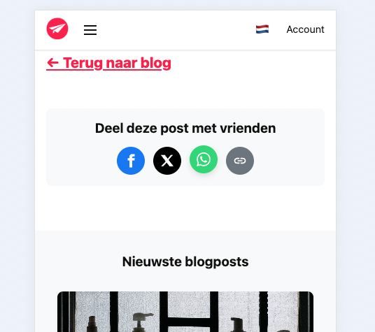 The image displays a user interface for sharing blog posts with social media buttons.