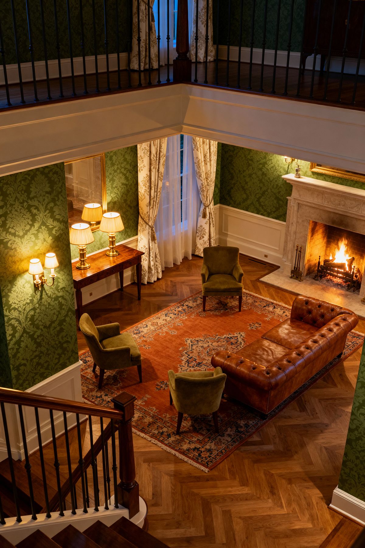 Room AI – Double-Height Traditional Living Room with Chesterfield Sofa