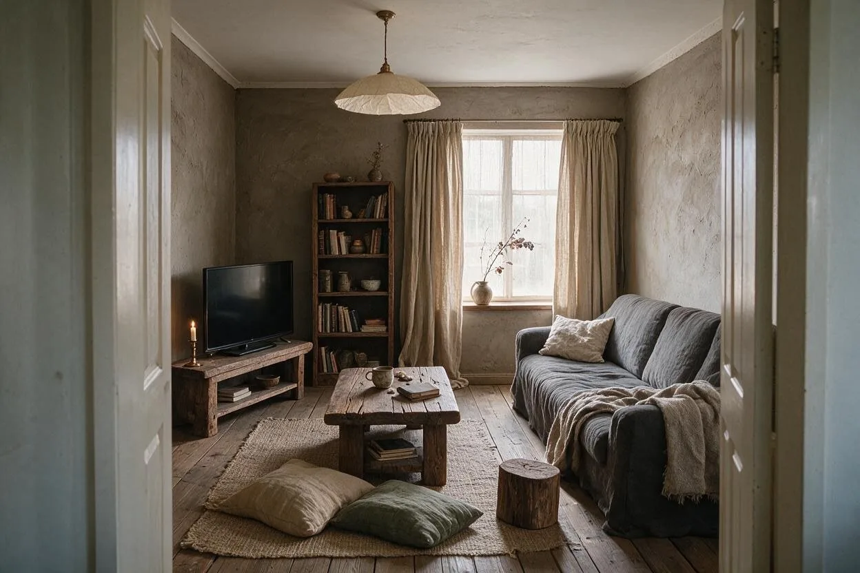 The same living room in the Wabi-Sabi style