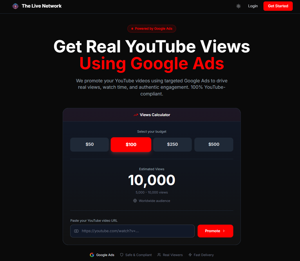 The Live Network: Drive real YouTube views with targeted | BetaList