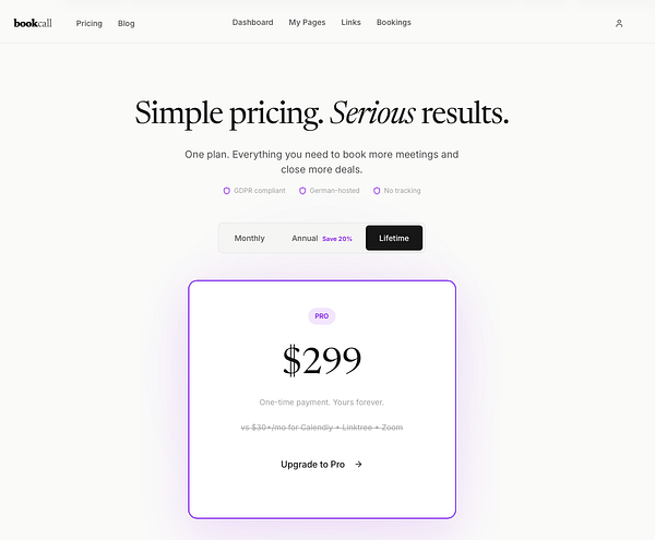 Screenshot of a pricing page from a website showing different subscription plans and a call to action.