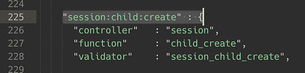 Screenshot of a code editor displaying a TypeScript file called 'server.ts' with typed comments and websocket server code implementing child chat session creation.