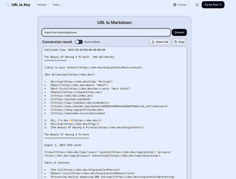 URL to Any: An All-in-One Web Content Conversion Tool | BetaList