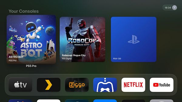 The image displays a gaming console interface showcasing available games and apps.