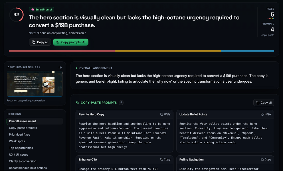 VibeSnapper – Screenshot your app and get expert prompts to level up fast visual 3