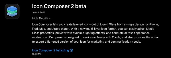 Screenshot of a Mac OS Icon Composer window displaying a grid with an icon preview and settings panel.