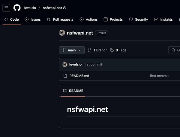 The image displays a GitHub repository interface for 'nsfwapi.net'.