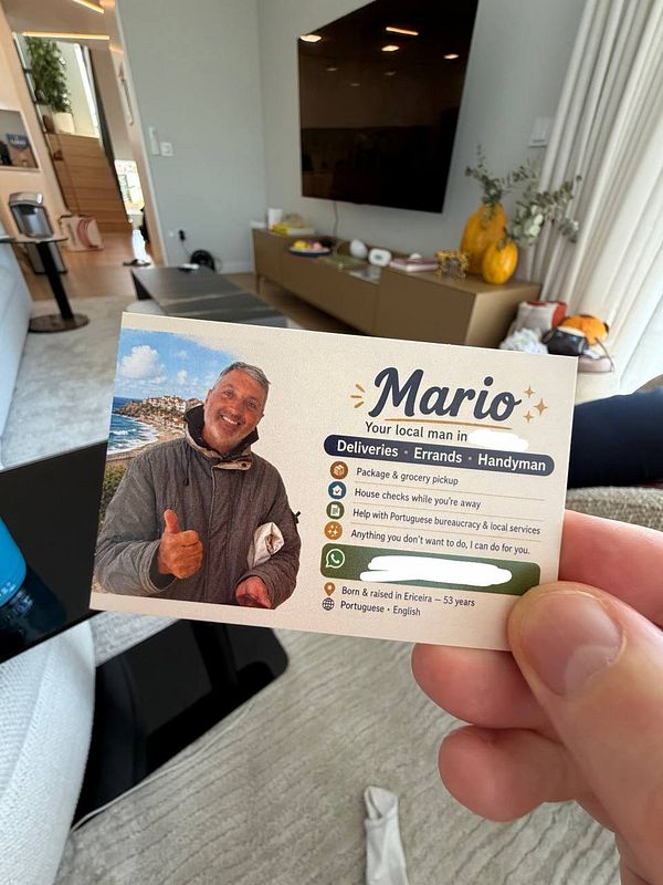 A colorful business card design for an Uber driver featuring the name Max, contact information, and social media handle.