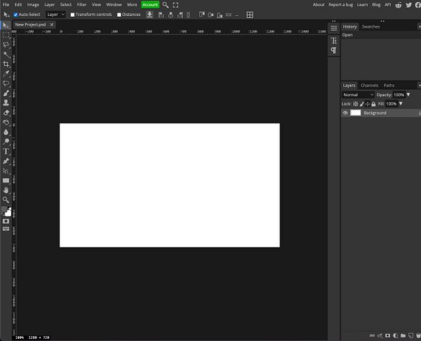 The image displays a blank canvas in a graphic design software interface.