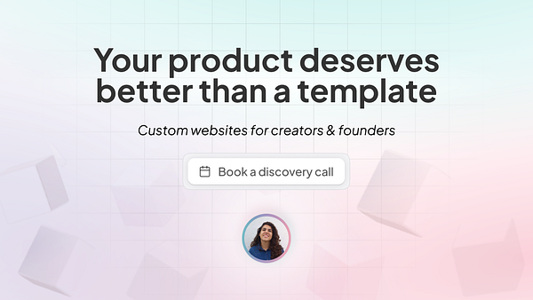 The image promotes custom website services with a call to action for booking a discovery call.