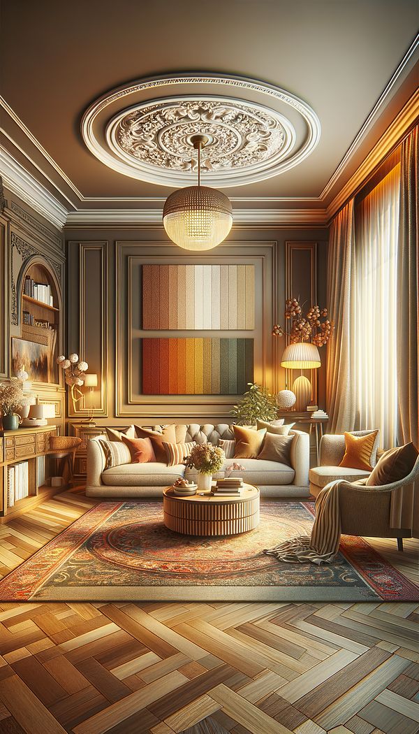 a cozy living room with warm-colored walls, furniture, and accessories, showcasing how warm colors create a welcoming and comfortable atmosphere