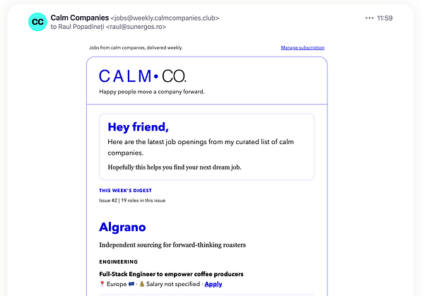 Redesigned Calm Companies newsletter featuring Gemini Pro branding and a clean, minimalist layout.