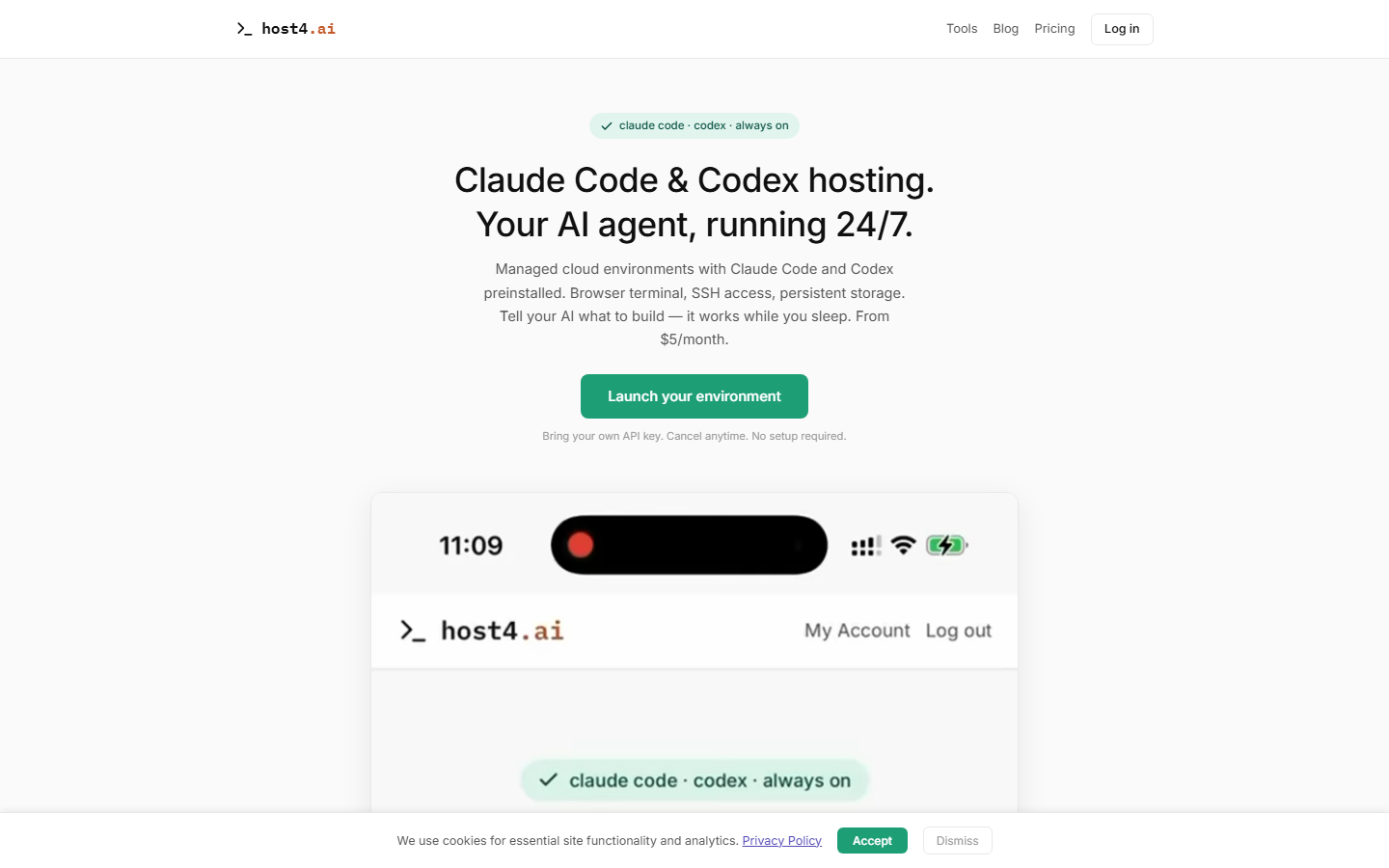 Host4.ai: Run Claude Code and Codex 24/7 with SSH and a | BetaList