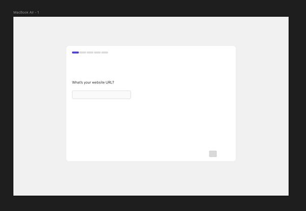 The image displays a user interface for an onboarding design task, specifically asking for a website URL.