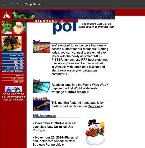 Screenshot of a domain settings page showing redirect settings for www.pieter.net.
