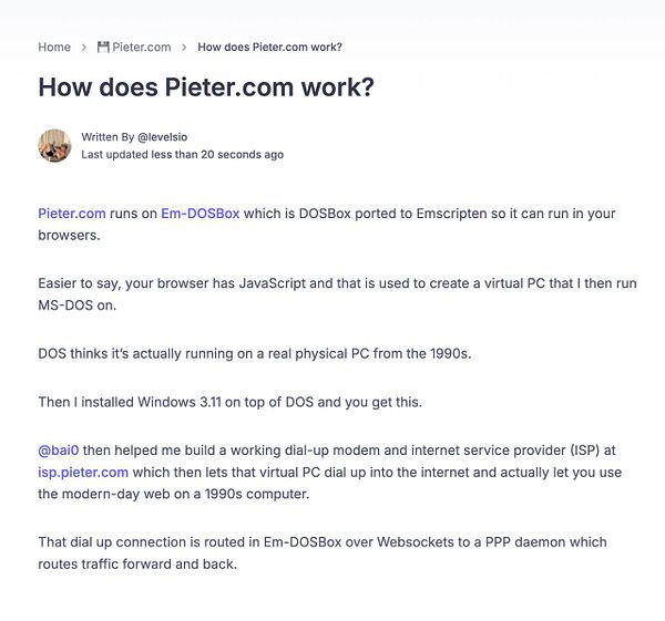 The image displays a webpage titled 'How does Pieter.com work?' with detailed explanations about its functionality.