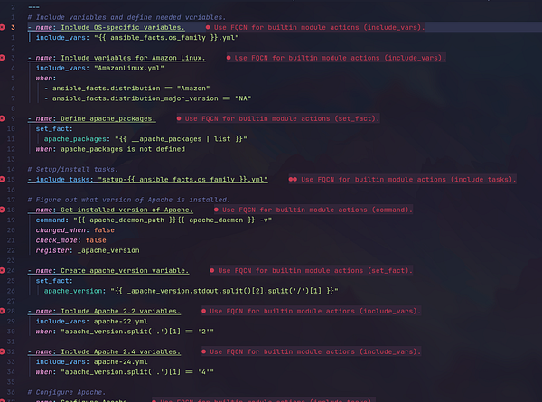 Screenshot of a GitHub repository showing the contents of the 'include_vars' file in Jef Geerling's Ansible roles repository.