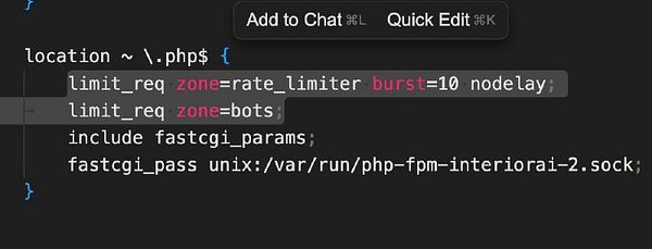 The image displays a code snippet related to server configuration for PHP handling.