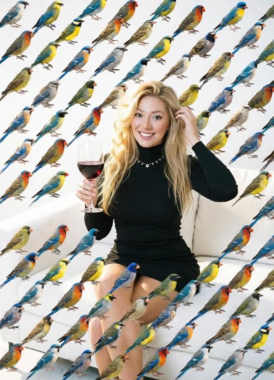 An AI-generated pattern of stylized birds, with repetitive and abstract shapes forming clusters.