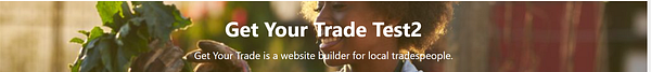 A website header featuring a woman interacting with plants, promoting a website builder for local tradespeople.