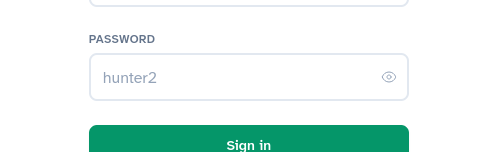 Mobile app screen showing a password input field with a toggle to hide or show the password.