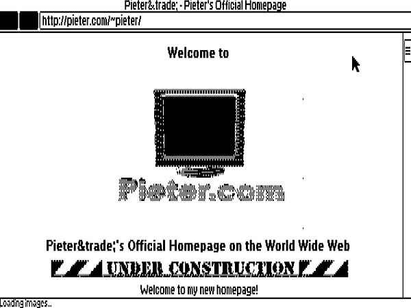 A retro web page displaying a 'Welcome' message and indicating that the site is under construction.