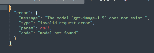 The image displays an error message related to a model upgrade attempt in a coding environment.