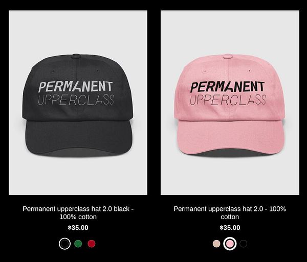 A collection of baseball caps with a 'PCC' logo, shown on a dark surface with a single cap upright and others stacked.