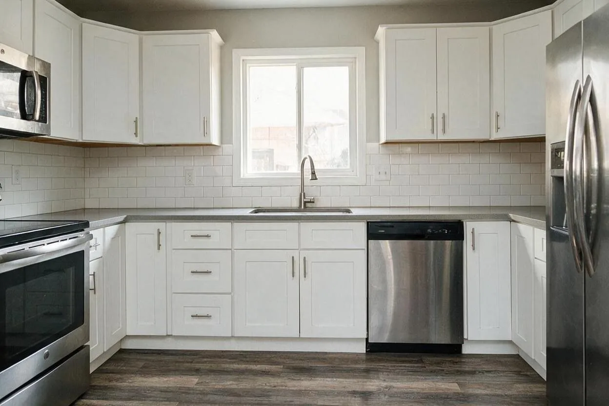 The same room after: Clear the counters.