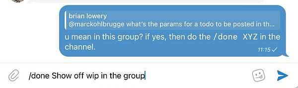 A chat interface displaying a conversation about posting a task in a group.