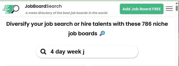 Screenshot of a Job Board webpage featuring a welcome banner and a list of job categories.