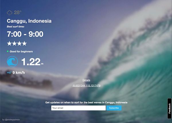 A vibrant coastal scene depicting clear turquoise waters surging over a shallow reef with two surfers paddling in the distance toward the incoming waves.