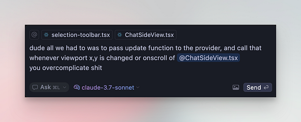 A chat interface displaying a technical discussion about coding.