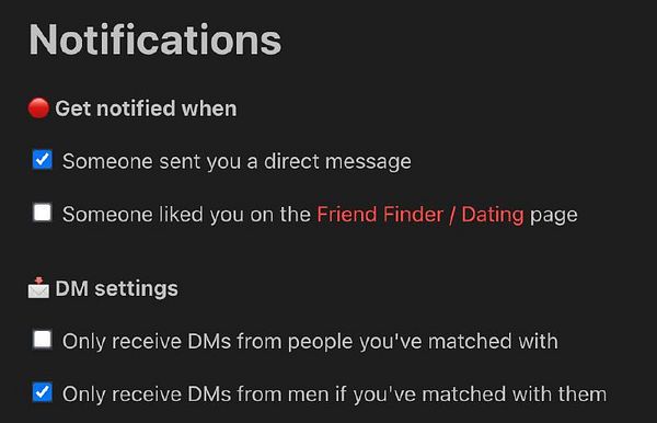Mobile app interface screen showing a setting option for controlling who can message the user, with detailed explanatory text and toggles.